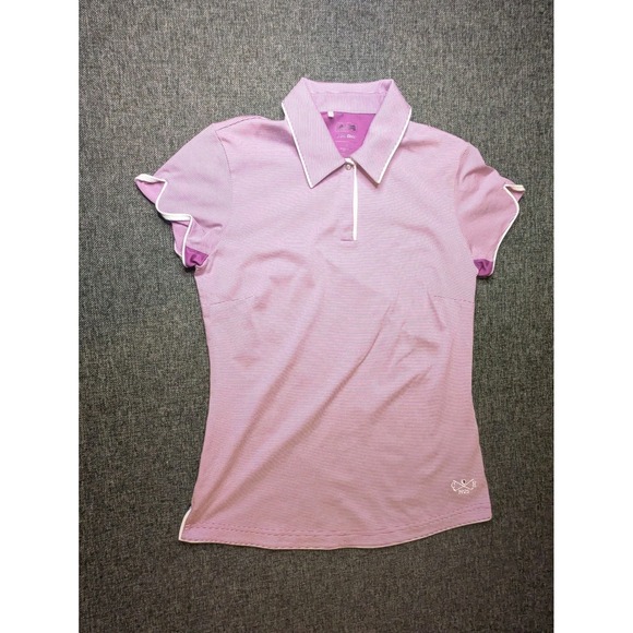 adidas Tops - Adidas Womens ClimaCool Golf Polo Shirt Striped Purple Small Collared Tee